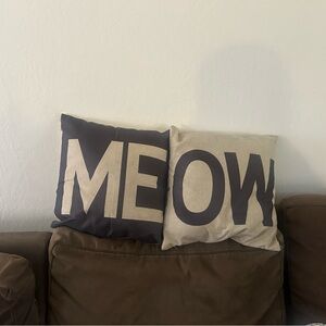 Meow throw pillows, very much loved